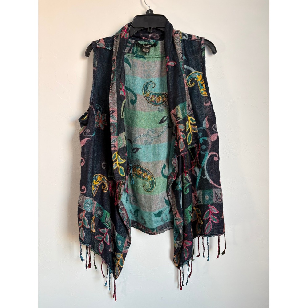 Natural Floral Fringe Vest Indie Bohemian Hippie Festival Eclectic‎ Ren Faire